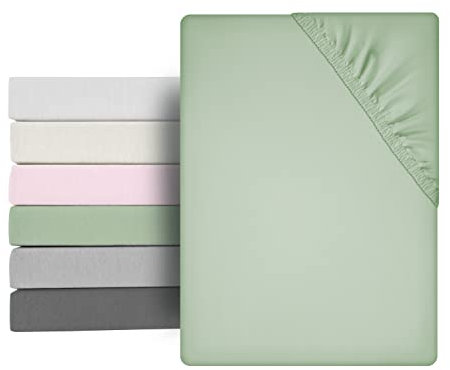 BEAUTEX Microfaser Spannbettlaken Spannbetttuch, leichte und weiche Premium Qualität (90x200x30 cm, Olivgrün)