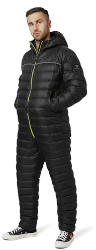 Walksey Down Suit, Dunoverall för Utomhusbruk för Män och Kvinnor, Lätt Varm & Funktionell (Black, S)