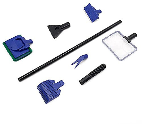 Outils de nettoyage d'aquarium 5 en 1 ensemble de nettoyage de réservoir d'aquarium filet de poisson râteau à gravier grattoir à algues fourchette éponge brosse nettoyant for verre ( Color : 5 in 1 )