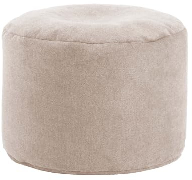 mokebo Pouf Hocker 'Der Ruhestifter' (50x30 cm) Made in Germany, Sitzpouf, Bodenkissen, Sitzhocker, Fußhocker fürs Wohnzimmer, Beistelltisch, Pouf, Puff mit EPS-Perlen Füllung aus Stoff in Beige