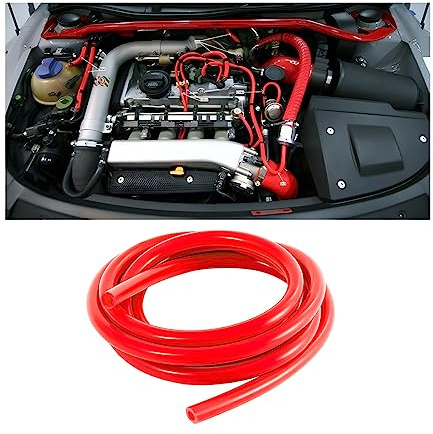 CGEAMDY Universale Tubicino Auto, 6mm Di Diametro Interno 3m Alta Temperatura Tubo Per Vuoto In Silicone, Linea Silicone del Tubo di Vuoto di Sostituzione per Del Veicolo (Rosso)