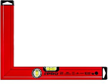 PRO Aluminium Anschlagwinkel mit Vertikaler und Horizontaler Anzeige - Die Härte 9 auf der Mohs Skala - Bauwinkel- Schlosserwinkel - Schreinerwinkel - Rot Aluwinkel 30X40cm