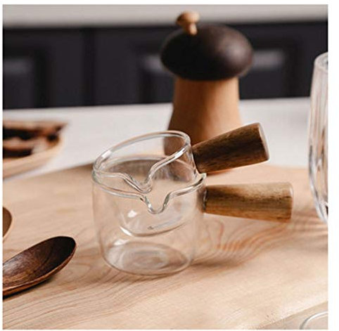 LSSEDA Creamer Jug,Churn Jug,Mini Salad Cup Coffee Milk Froth Pot With Handle Kitchen Restaurant Seasoning Pot Heat-resistant Glass Milk Jug Afternoon Tea Jam Cup(Size:Type B) (Size : Type A+B)