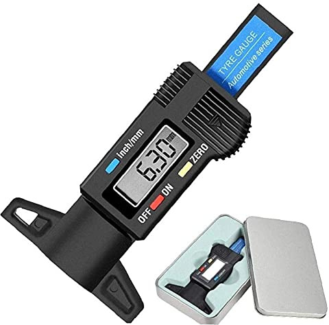 UNbit Medidor Digital de Profundidad de la Banda de Rodadura del neumático Medidores de Espesor Medición de la Profundidad del neumático con Pantalla LCD for automóviles (Color : Schwarz)