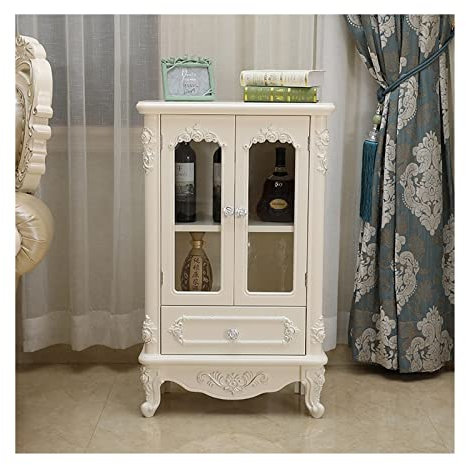 Vinoteca Gabinete de vino europeo Gabinete de vidrio unilateral Gabinete for té Gabinete de almacenamiento de vino de madera for comedor, cocina, sala de estar Para almacenar vino ( Color : Silver )