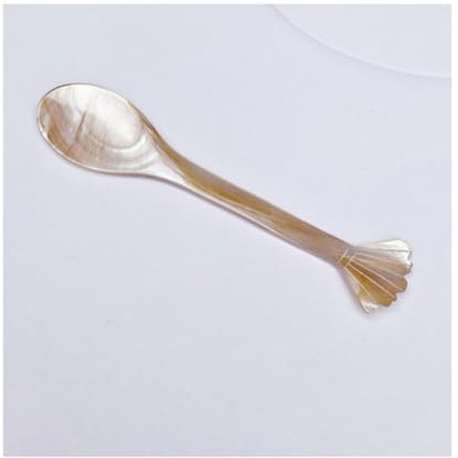 Hrlace 1 st. 12 cm äggsked pärlemor naturlig mussla sked klassisk kaviarsked handgjord pärlemor pärlemor dessertsked kaffesked syltsked omrörningssked 3#