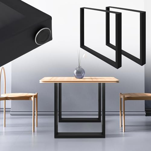 ML-Design 2X Conjunto de Patas de Mesa Industriales Negro Pies de Escritorio Banqueta Modernos Estables 60 x 72 cm Marco Protección Soportes Perfiles de Acero Suelo para Cocina Oficina Comedor