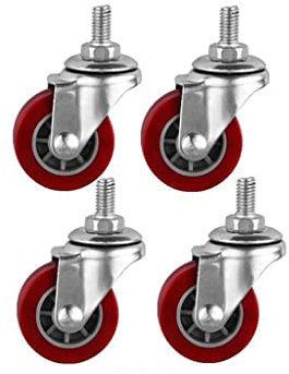EQQHJL Gummierte Trolley-Räder 5-Zoll-Schwenkrollensatz mit 4 Stück, M8-Schraube, robuste Pu-Trolleyrollen, Polyurethan-Räder for Bürostühle, Möbelrollen, 4 Stück, 1,5 Zoll