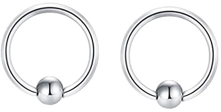 AMDXD 2pcs Edelstahl Piercing Nasenstecker, 1.2mm Kugel Hoop Nasenring Rosegold Silber, Lippen Ohr Nasen Piercingschmuck für Frauen
