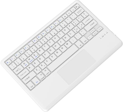 IVEOPPE Tastiera Bluetooth Wireless con Touchpad, Tablet Compatibile con Android/Samsung/Huawei/Xiaomi/Lenovo, Tastiera Bluetooth Wireless Ultrasottile per iPad, iPad Pro, Bianco