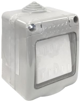 Interruptor estanco IP55 10A 250V, ideal para entornos húmedos, protege circuitos eléctricos de agua y polvo.
