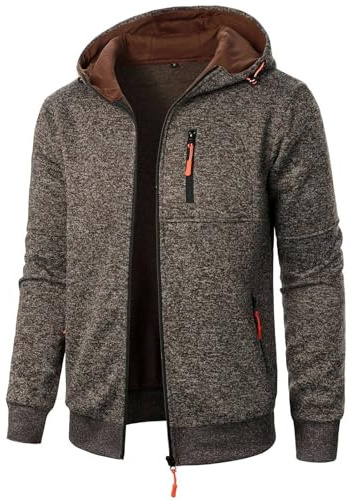 Hoodie Herren Einfarbig Langarm Sweatjacke Mit Reißverschluss Casual Sweatshirt Jacke Zip Up Hoodies Männer Leicht Kapuzenjacke Outdoor Sportjacke Kapuzenpullover Warm Freizeitjacke Übergangsjacke