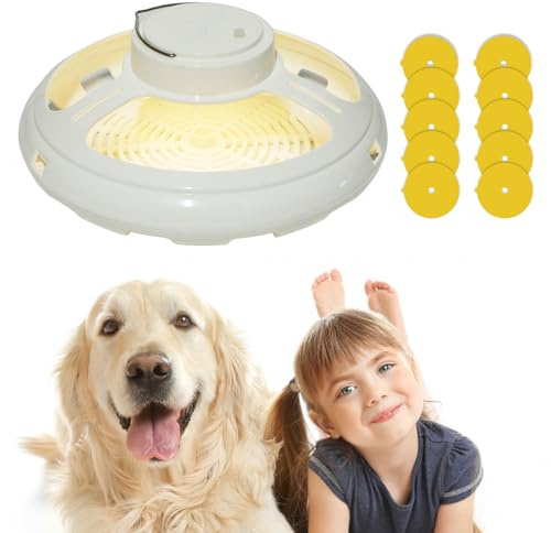 Elektrische Flohfalle für den Innenbereich, wiederaufladbar, mit 10 Klebepads, violettes Licht und warmes Licht, Insektenfalle für Schädlinge