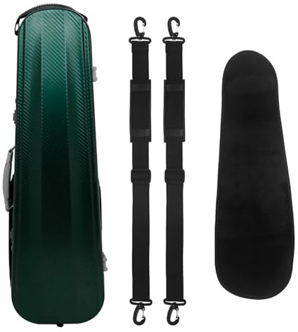 geigenkoffer 4/4 Violine Fall Carbon Faser Violine Lagerung Box Mit Leder Griff Musik Tasche String Instrument Teile(Green)