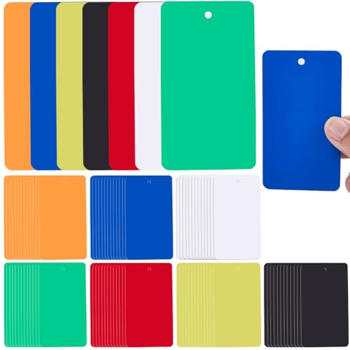 SOFPLATE 140 pieza de Etiquetas de Envío En Blanco de 7 colores Etiquetas de Plástico Impermeables Etiquetas Rectangulares Coloridas de 5 x 9cm Etiquetas de Identificación s Negras Etiquetas de Cabl