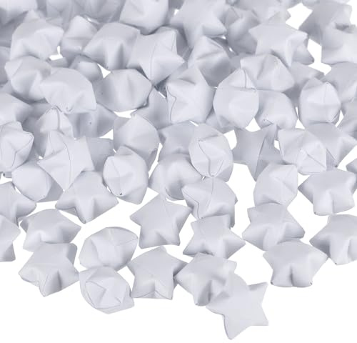 QUARKZMAN 272 Stück Origami Sterne Papierstreifen, Vorgefertigte Origami Papier Glückssterne Wunschstern 3D Bunte Stern für Weihnacht Hochzeit Valentinstag Geschenk Dekoration, Reinweiß