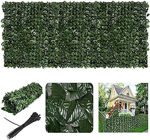 Recinzione di foglie artificiali, per giardino, traliccio di edera, foglie artificiali, recinto di protezione per il giardino, aree verdi per il muro del giardino (verde)