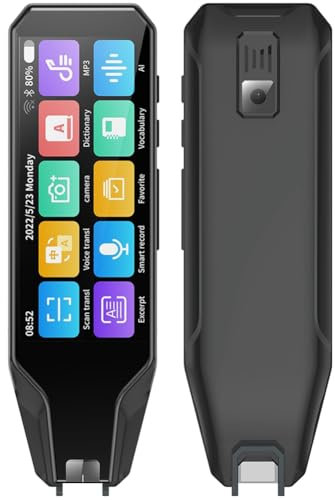 KRXSOBNV, Bolígrafo multifunción for traducción de Voz, bolígrafo traductor de Idiomas 134, bolígrafo de traducción sin conexión, bolígrafo de Diccionario Inteligente, Color Blanco,Traductores(Black)