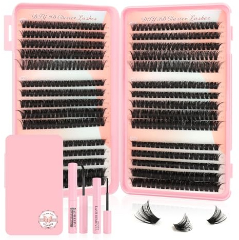 Kiusatig Wimpern Extensions 60D-100D Cluster, 10-16mm Einzelne Wimpern | Wimpern Set 580 Stück, Lash Extension mit Kleber und Entferner, 60D-100D, Ideal für DIY zu Hause