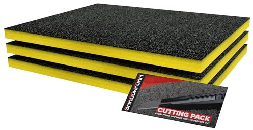 Kit Petit Paquet Shadow Foam 3 pièces | Inserts en mousse pour boîte à outils - Feuille de mousse 40x32 cm pour organisation de boîte à outils, systèmes de rangement DIY et d'outils (Jaune, 30 mm)