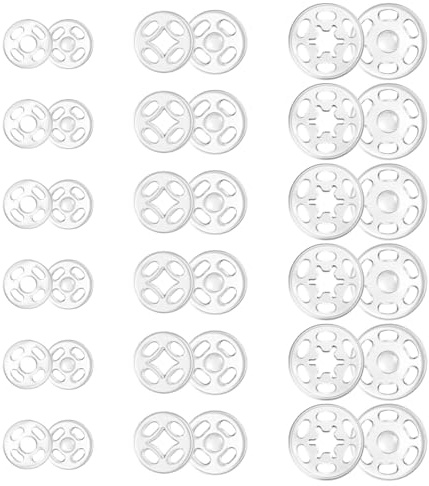 100 Paare Transparent Druckknöpfe, Runde Kunststoff Druckknöpfe zum Annähen Unsichtbare Annähen Druckknopf für Kleidung, DIY Handwek, Hemden, Hosen (7,5 mm, 10 mm, 15 mm)