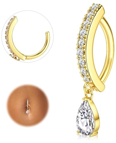 FAYAHAR Hombelisk Piercing, Hombelic Piercing Ring för Kvinnor, Navel Piercingar, Kroppspiercingar Smycken, 14G (1.6 mm), 10 mm length, 5 mm width, Koppar