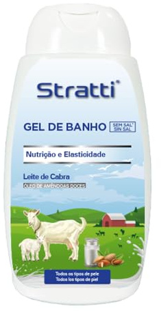 Gel de Baño Stratti Leche de Cabra, Almendras Dulces & Keratina 400ml