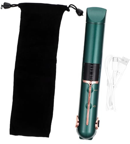 AUTSUPPL Fer à Friser Sans Fil Vert Foncé Compact Professionnel Rechargeable Pince Bouclante Lisseur Polyvalent Voyage Outils De Coiffure Portable