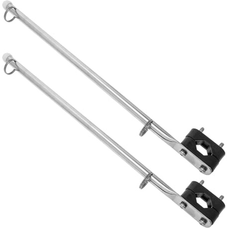 VICASKY 2pcs Marine Yacht Flagpole Yacht Stainless Flagpole Boat Flag Poles Marine Stainless Steel Flag Pole Boat Fitting Steel Rail Silver