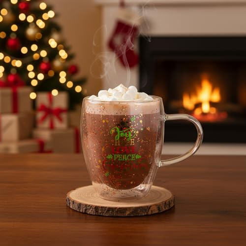 KASANOVA Tazza mug vetro borosilicato Love Christmas glitter 300 ml