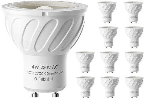 EVELLHPP 10 Pack GU10 LED Bulbs Warm White 2700K, 4W Non-Dimmable Spotlight Bulb, 350LM Energy Saving Light Bulbs for Kitchen, Recessed Track Lighting, Range Hood, Living Room, Bedroom