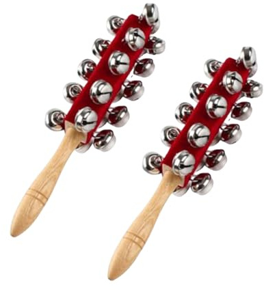 2 Stück Kinder Jingle Bells Schlitteninstrument, Weihnachts Handschlittenglocke Mit 21 Kleinen Glöckchen, Hand Shaker Instrument Mit Holzgriff Für Die Frühe Bildungsphase Zusammenkünfte Von Kindern