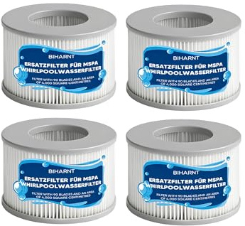 BIHARNT 4 cartuchos de filtro de repuesto para filtros MSPA – Filtro de repuesto compatible con modelos Whirlpool MSPA a partir de 2020 – Cartucho de filtro de agua para piscinas inflables, jacuzzis y