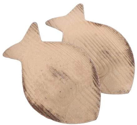 ERINGOGO Lot de 2 Plateaux en Bois Naturel Forme Poisson 23,6 X 15 X 3 Cm, Plateau Décoratif Polyvalent pour Bijoux, Fruits et Porte-clés, Finition Poncée Sécurisée, Décoration de