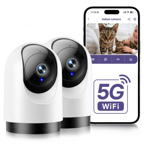 YOTON Telecamera di sicurezza per interni, 2K per la sicurezza domestica con rilevamento del movimento, funziona con Alexa e Google Home, confezione da 2