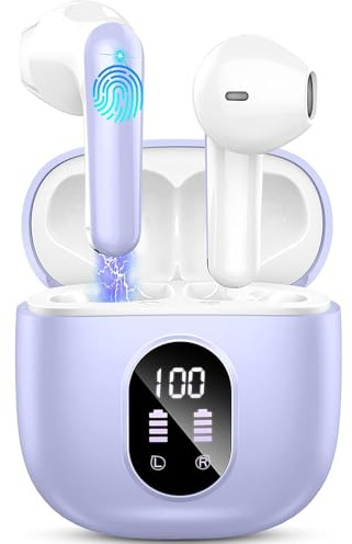 Wireless Earbuds, Bluetooth 5.3 Headphones Wireless Headphones in Ear with ENC Mic, Bluetooth Earphones Noise Cancelling Ear buds with 50H Hifi Stereo, IP7 Waterproof Headset, USB-C, LED Display