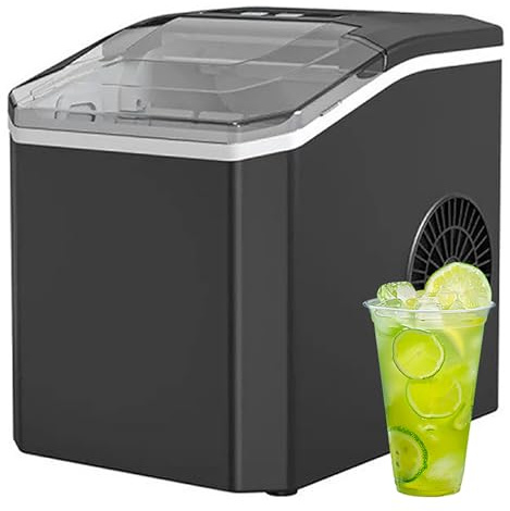 Macchina per Il Ghiaccio Portatile, Macchina per Ghiaccio Compatta da Banco con Paletta e Cestello per Il Ghiaccio, 9 Cubetti di Ghiaccio In 7 Minuti, 26 Libbre/24 Ore, Autopulente per Casa, Cucina, B