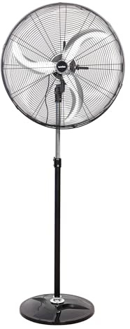 Cofan Ventilatore da terra industriale con 3 velocità Ø75 cm, motore potente 240 W, oscillante, 3 pale in alluminio ad alte prestazioni, altezza 160 cm, colore nero