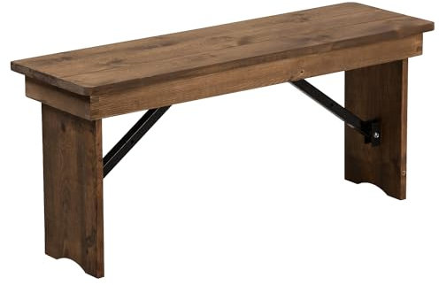 Flash Furniture Hercules Klappbank aus massivem Kiefernholz, 101,6 x 30,5 cm, Antik-Optik