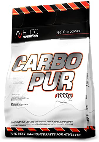 HI TEC NUTRITION Carbo Pur Maltodextrin ohne Zucker - Kohlenhydrate Pulver Mass Gainer zum Zunehmen Hydrolysat aus Komplexen Kohlenhydraten - Weight Gainer 1000g Orangengeschmack