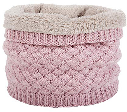 EPEIUS Kids Girls/Boys Winter Knitted Infinity Scarf Children Warm Soft Polar Fleece Neck Warmer,Duty Pink
