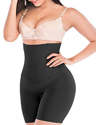 Sliot Shapewear Shorts for Women Tummy Control Shapewear Underwear Stomach Compression Garment Tuck High Waisted Body Shaper Black