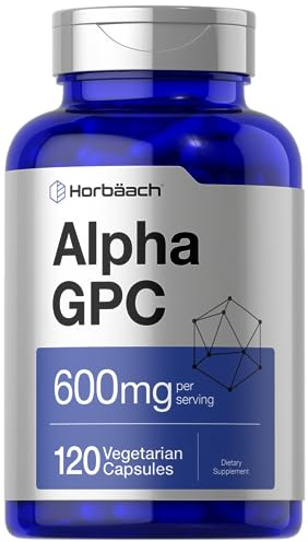 Horbäach Alpha GPC 600mg | 120 Capsules | Vegetarian, Non-GMO & Gluten Free Choline Supplement | Supports Healthy Memory, Focus and Clarity