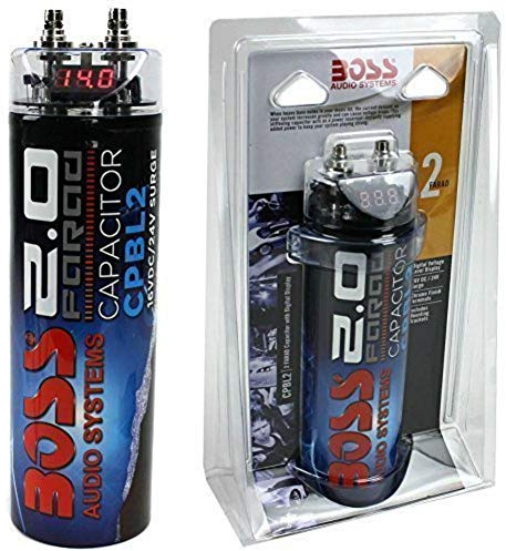 KIT SET PER BOSS AUDIO SYSTEMS CPBK2 2 farad impianti fino a 2000 watt rms 1 2 3 4 5 10 capacitor con accensione cavo remote spl auto nero, 1 pezzo