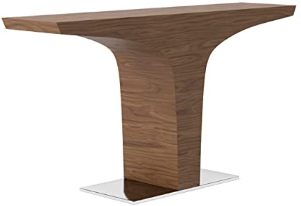Ángel Cerdá - Mueble Consola Nogal con Base Cromada en Forma de T - Consola de Entrada Moderna en Madera y Acero Inoxidable - Diseño Elegante y Versátil - Resistente y Funcional - 150 x 35 x 80 cm