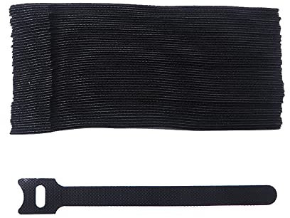 YIXISI 50 PCS 6-Inch Reusable Cable Ties, Multi-Purpose Adjustable Hook and Loop Cable Straps, Loop Long Cable Tie Wraps for Cable Management and Cords Organization, Black