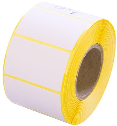MD Labels Etichette termiche bianche su rotolo 50 x 30 mm 1000 pezzi – manica 40 mm – permanentemente adesive, per codici a barre, etichette termiche