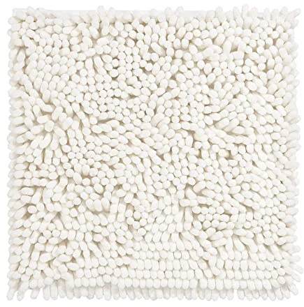 PANA® Premium Chenille Badematte (45x45cm) • Ideal als WC Vorleger, Duschmatte, Badvorleger, WC-Vorlage • Weich, rutschfest & waschbar • Badteppich ohne Ausschnitt • Farbe: Creme