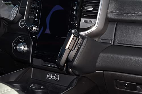 KUDA Handyhalterung passend für Dodge RAM 1500 ab 2018 - Telefonkonsole für Smartphones, Handy, Navi und mehr - Kunstlederkonsole, Schwarz, 3915