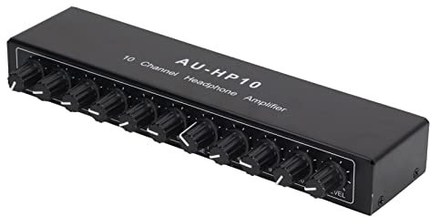 Hyuduo Amplificateur de Casque 10 Canaux 1 Entrée 10 Sorties Répartiteur Audio Stéréo Contrôle Indépendant DC 12V